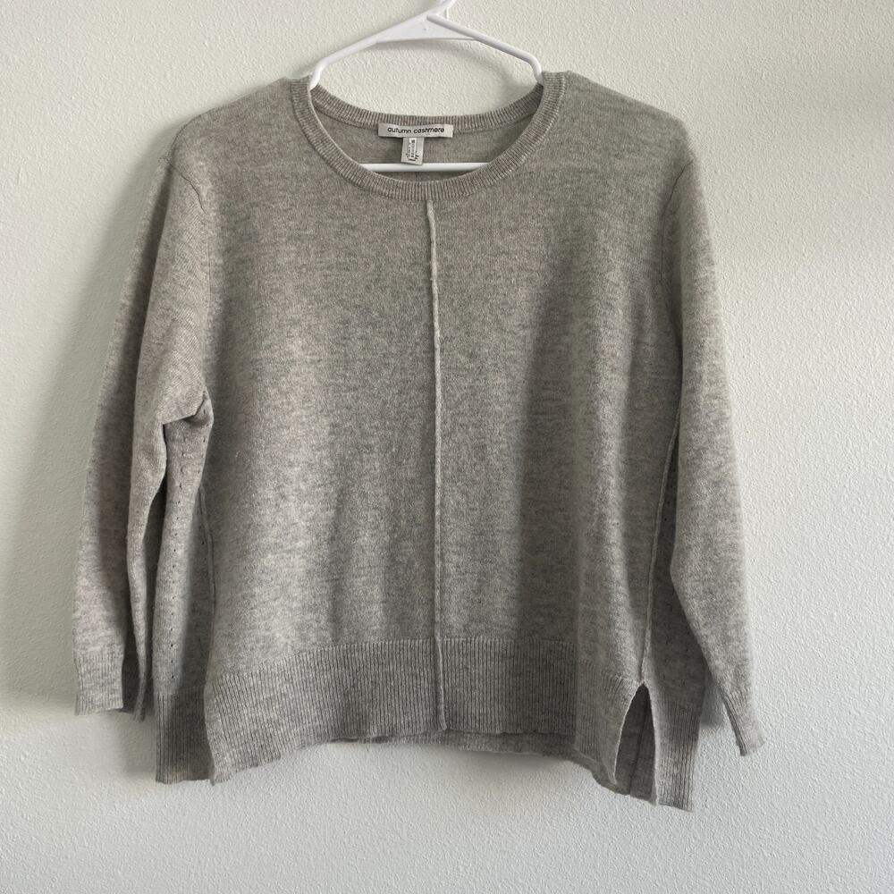 Autumn Cashmere Sweater Women XS Gray Cropped Boxy Knit‎ Classic Casual Minimal